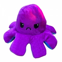 Caracatita reversibila din plus cu doua emotii, cu LED, mov/albastru, 20 x 8 cm, Vivo OCTOPUS-PURPLE/BLUE